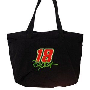 Vintage NASCAR Bobby Labonte #18 Duffle Bag Black Embroidered Retro Travel 14x20